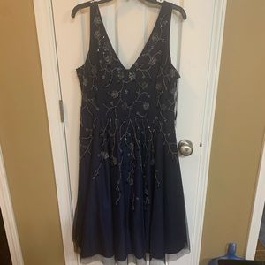 Adrianna Pappell fit and flare party dress navy 16
